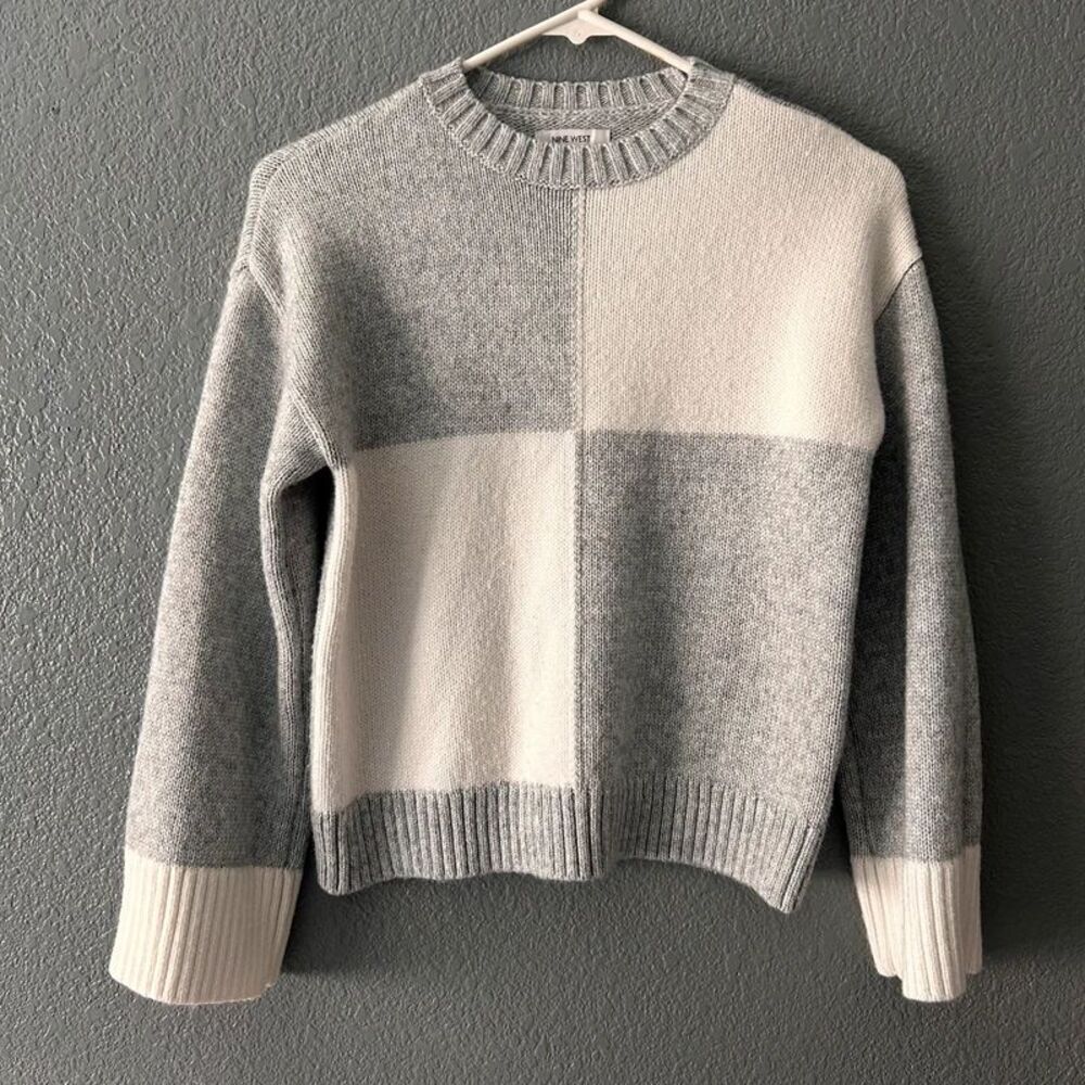 Nine West Women’s Knit Sweater Crew Neck Colorblock Pullover Minimalist XSmall